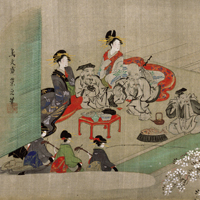 Image of "Scenes along the Sumida River (detail), By Chobunsai Eishi, Edo period, 19th century"