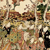 Image of "View of Cherry Blossoms in the Shinyoshiwara Pleasure Quarters(detail), By Utagawa Toyokuni, Edo period, 19th century"