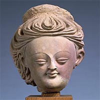 Image of "Head of Bodhisattva, Tumushuk, China, Pelliot collection, 4th–5th century"