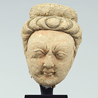 Image of "Head of Deva, Yarkhoto, China, Otani collection, Tang dynasty, 7th–8th century"