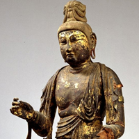 Image of "Seated Nikko Bosatsu (Suryaprabha), Formerly owned by Kinrinji and Kosanji, Kyoto, Nara period, 8th century (Important Cultural Property)"