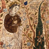 Image of "Velvet, Brocade; figures under trees design (detail), Safavid dynasty, 16th–17th century"