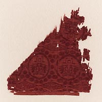『赤紫地双鳥連珠円文綾（部分）　法隆寺伝来　飛鳥～奈良時代・7～8世紀』の画像
