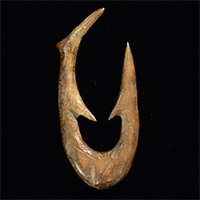 Image of "Fishhook, Excavated at Hibiki Shell Mound, Higashi Matsushima-shi, Miyagi, Jomon period, 2000–400 BC"