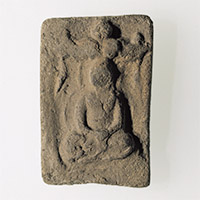 Image of "Tile with Image of Buddhist Divinity, Excavated at Kariyado Temple (nonextant), Shirakawa-shi, Fukushima, Asuka period, 7th century (Important Art Object, Gift of Mr. Katori Hozuma)"