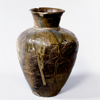 Image of "Jar, Autumn grass design, From Minami Kase, Saiwai-ku, Kawasaki-shi, Kanagawa, Heian period, 12th century (National Treasure, Lent by Keio University, Tokyo)"