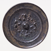 Image of "Mirror with Semi-triangular Rim, Design of Two Divinities and Two Animals, From Samidatakarazuka Tumulus, Kawai-cho, Nara, Kofun period, 4th–5th century  (Important Cultural Property)"