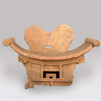 Image of "Haniwa (Terracotta tomb object), Chair, Excavated at Akabori Chausuyama Tumulus, Isesaki-shi, Gunma, Kofun period, 5th century"