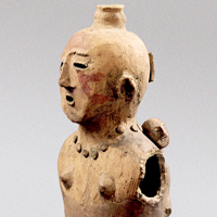 Image of "Haniwa (Terracotta tomb figurine), Man in formal attire (detail), Excavated at Nanashizuka Tumulus, Mibu-machi, Shimotsuga-gun, Tochigi, Kofun period, 6th century (Gift of Mr. Takayama Seinosuke)"