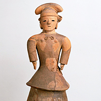 Image of "Haniwa (Terracotta tomb figurine), Woman in formal attire (detail), Excavated at Yokozuka, Toyoshiro-cho, Isesaki-shi, Gunma, Kofun period, 6th century (Important Cultural Property)"