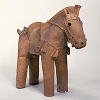 Image of "Haniwa (Terracotta tomb object), Horse, Excavated at Hinatajima, Kamichujo, Kumagaya-shi, Saitama, Kofun period, 6th century (Important Cultural Property)"