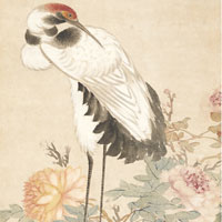 Image of "Peonies and Crane (detail), By Zhen Ran, Qing dynasty, 19th century (Private collection)"