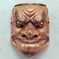 Image of "Noh Mask, Obeshimi type, With the carved inscription "By Itto of Kuji on Sadogashima", Muromachi period, 15th century (Lent by Agency for Cultural Affairs)"