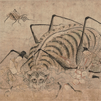 Image of "Illustrated Scroll of Story about Tsuchigumo, the Monstrous Spider (detail), Kamakura period, 14th century (Important Cultural Property)"