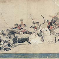 Image of "Narrative Picture Scroll of Gosannen Civil War, Vol. 2 (detail), By Hidanokami Korehisa, Nanbokucho period, dated 1347 (mportant Cultural Property)"
