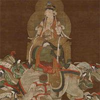 Image of "Fugen Bosatsu (Samantabhadra) and Ten Rasetsunyo (Raksasi)　(detail), Kamakura period, 14th century"