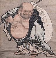 Image of "Budai(detail), By Kano Masanobu; inscription by Keijo Shurin, Muromachi period, 15th century (Important Cultural Property, Lent by the Agency for Cultural Affairs)"