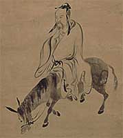 Image of "Du Fu Riding a Donkey and Accompanying Inscription (detail), By Ikkyu Sojun, Muromachi period, 15th century (Gift of Mr. Hirota Matsushige)"