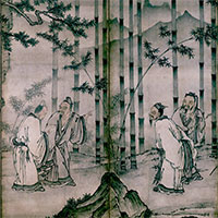 Image of "Seven Sages of the Bamboo Grove (detail), By Keison, Muromachi period, 16th century"