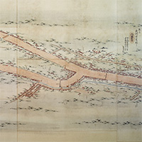 『重要文化財　甲州道中分間延絵図 内藤新宿（部分）　江戸時代・文化3年(1806)』の画像