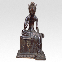 Image of "Seated Bosatsu (Bodhisattva) with One Leg Pendent, Asuka period, dated 606 or 666 (Important Cultural Property)"