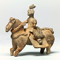 Image of "Equestrian Figurine, Korea, Three Kingdoms period (Silla), 5th&ndash;6th century (Important Art Object, Gift of the Ogura Foundation)"