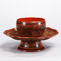 Image of "Cup Stand, Dragon and cloud design in colored lacquer inlay, China, Qing dynasty, Qianlong era (1736&ndash;95)"