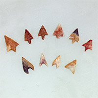 Image of "Chipped Stone Arrowheads, From Furukaido Nagane, Gonohe-machi, Aomori, Jomon period, 2000–400 BC (Gift of Mr. Ewatari Kuamagoro)"