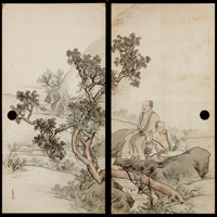 Image of "Landscape with Figures (detail), By Goshun, Edo period, 18th century (Gift of Ms. Uematsu Kayoko)"