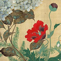 『四季花鳥図巻　巻上（部分）　酒井抱一筆　江戸時代・文化15年(1818)』の画像