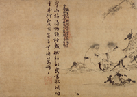 『国宝　寒山拾得図軸　因陀羅筆　中国　元時代・14世紀』の画像