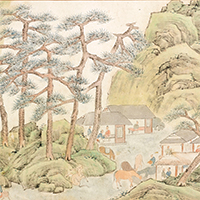 Image of "Traveling through Autumn Mountains (detail), By Xiao Yuncong, China, Qing dynasty, dated 1657 (Important Cultural Property)"
