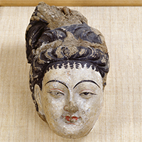 Image of "Head of Bodhisattva, Kumtura Caves, China, Otani collection, 7th–8th century"