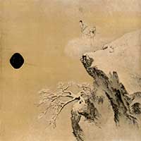 Image of "Landscape in the Snow, Panel 2 Former Sliding Door Painting of Kiu' n Temple (detail), By Maruyama Okyo, Edo period, dated 1787 (Gift of Mr. Kawasaki Takenosuke)"