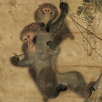 Image of "Monkeys (detail), By Mori Sosen, Formerly owned by Kuki Ryuichiro, Edo period, 19th century, Formerly owned by Kuki Ryuichiro, gift of Nagai Iwao"