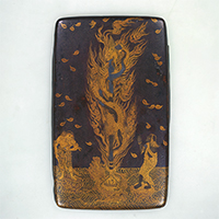 Image of "Sutra Box, Dragon coiled around sword design in maki-e lacquer, Heian period, 12th century (National Treasure, Lent by Taimadera temple, Okuno'in, Nara)"