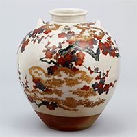 Image of "Large Bowl, Pine and plum tree design in underglaze blue, Imari ware, Edo period, 17th century (Private collection)"