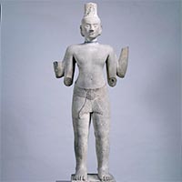 Image of "Standing Lokesvara, Acquired through exchange with l'École française d'Extrême-Orient, Angkor period, 12th–13th century"