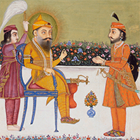 Image of "Maharaja Ranjit Singh Seated on a Terrace, By Sikh school, India, Ca. mid&ndash;19th century"