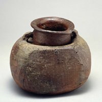 Image of "Flower Vase in the Shape of Flask, Bizen ware, Edo period, 17th century (Gift of Mr. Matsunaga Yasuzaemon)"