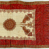 『カシミヤ・ショール白地ペイズリー文様縫合わせ（部分）　インド・カシミール　18～19世紀』の画像