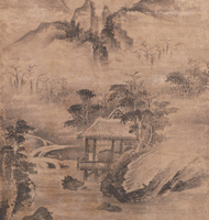 Image of "Cottage in a Shaded Valley (detail), Foreword by Taihaku Shingen; other inscriptions by six Zen monks including Taigaku Shūsū, Muromachi period, 15th century (National Treasure, Lent by Konchiin Temple, Kyoto)"