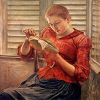 Image of "Reading (detail), By Kuroda Seiki, 1891"