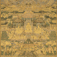 『当麻曼荼羅図（部分）　鎌倉時代・14世紀』の画像