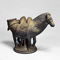 Image of "Horse-shaped Vessel, Attributed provenance: Changnyeong, Korea, Three Kingdoms period (Silla), 5th century (Important Art Object, Gift of the Ogura Foundation)"