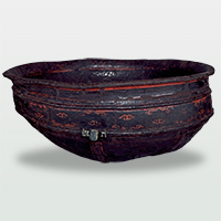 Image of "Large Dry Lacquer Vessel, Attributed provenance: Hui County, Henan Province, China, Warring States period, 5th–3rd century BC (Important Art Object, Lent by the OKURA MUSEUM OF ART, Tokyo)"