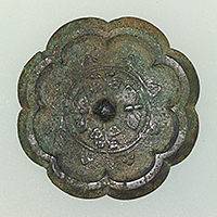 Image of "Ritual Objects Used to Consecrate Site of Kohfukuji TempleEight-lobed Mirror with Design of Flowers and Paired Butterflies, Excavated from under altar of Main Hall at Kohfukuji, Nara, Nara period, 8th century (National Treasure)"