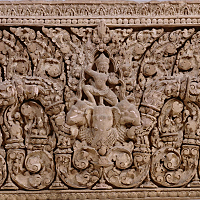 Image of "Lintel (detail), Acquired through exchange with l'École française d'Extrême-Orient, Angkor period, 10th century"