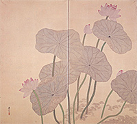 Image of "Plum Blossoms and Lotus Flowers (detail), By Ōchi Shōkan, Taishō era, 1920 (Gift of Mr. Fukami Kichinosuke)"