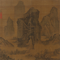 『重要文化財　山水図軸（部分）　李在筆　中国　明時代・15世紀』の画像